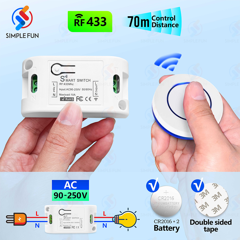 Sonoff Basic Switch - Wireless RF433MHz Remote Control Switch AC
