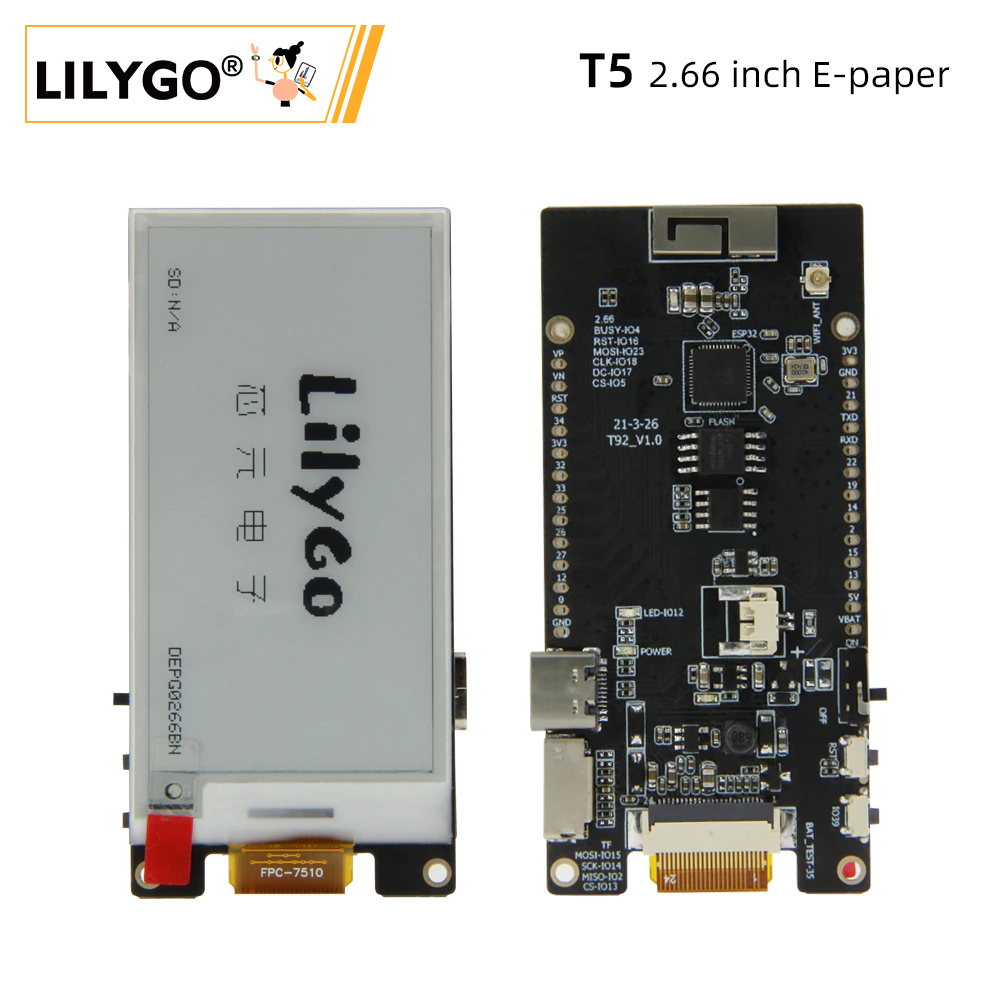 Home Automation Arduino - LILYGO® TTGO T5 2.66 inch E-paper