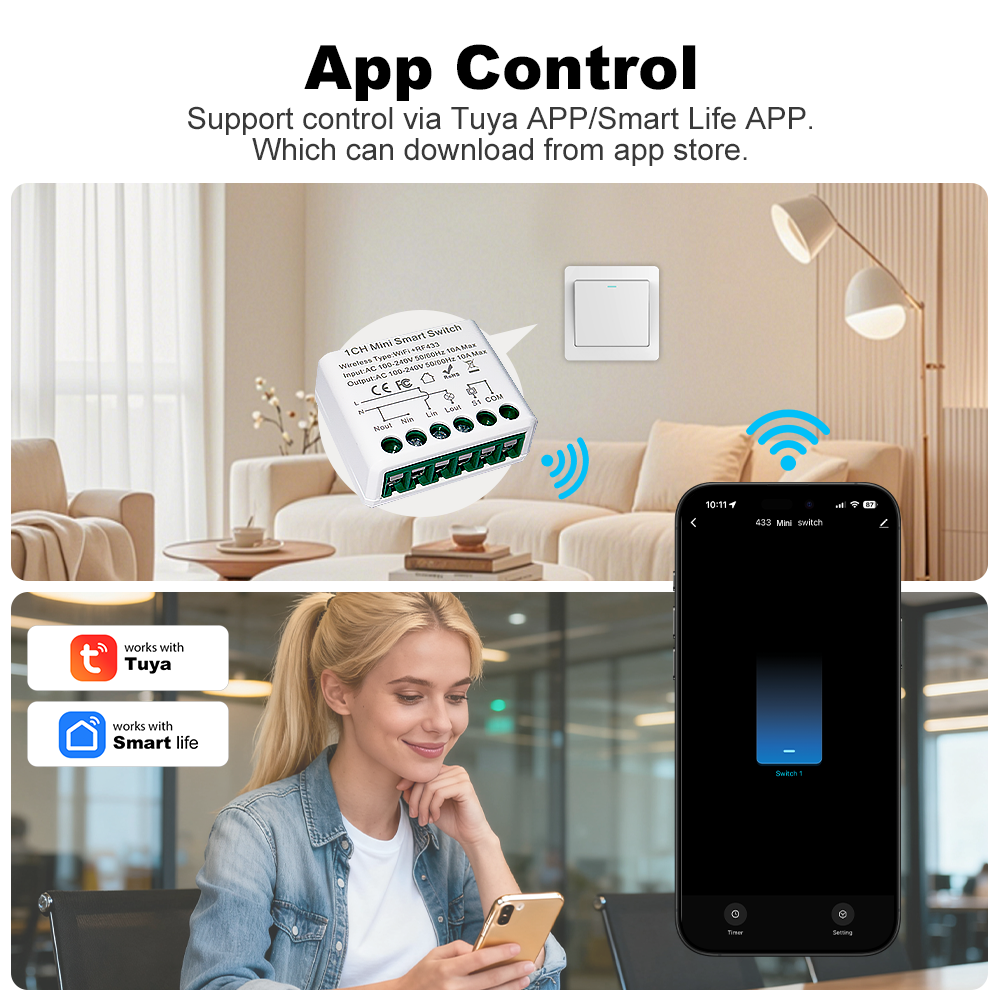 For Tuya WIFI 10A Smart Light  - đánh giá và giá Smart Home Automation Diy