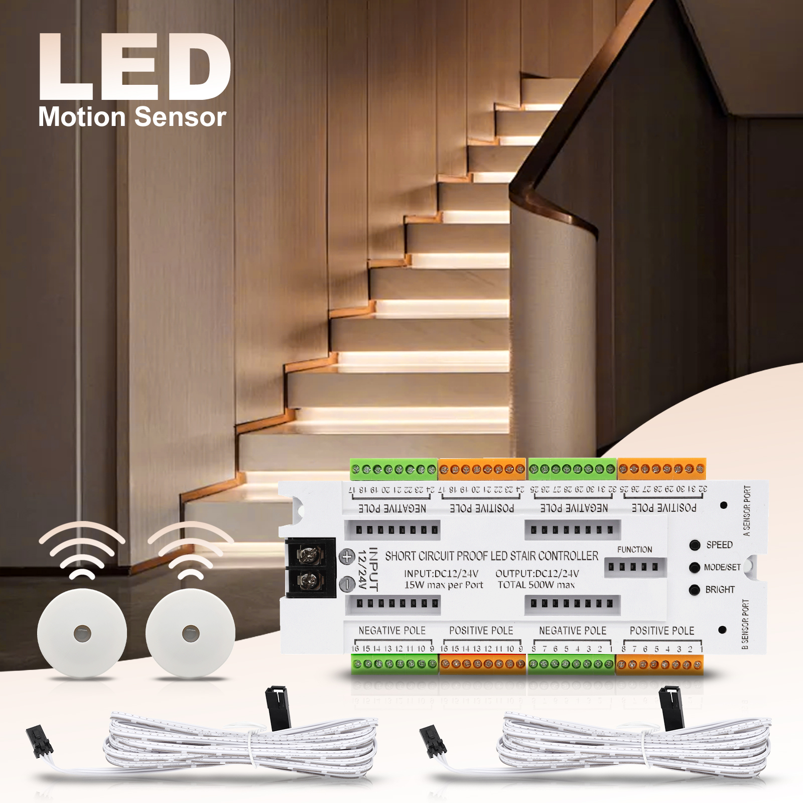 1-32 Steps Indoor Stair Light  - đánh giá và giá Motion Sensor Pir Wired